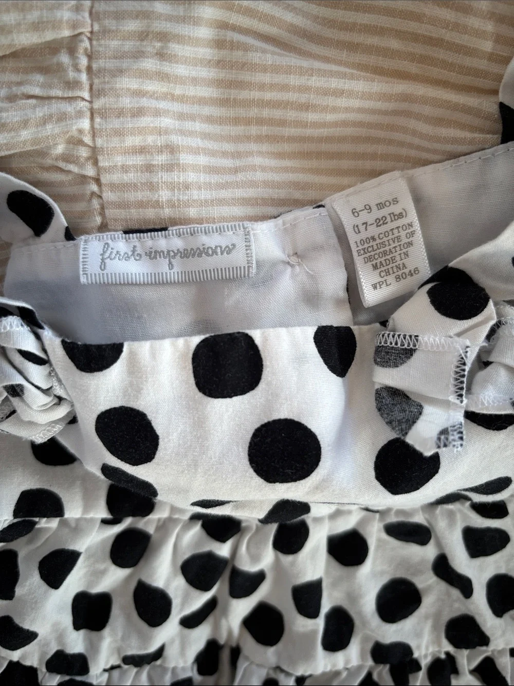 Carter's Cream Striped Overalls with Floral Lined Bodice